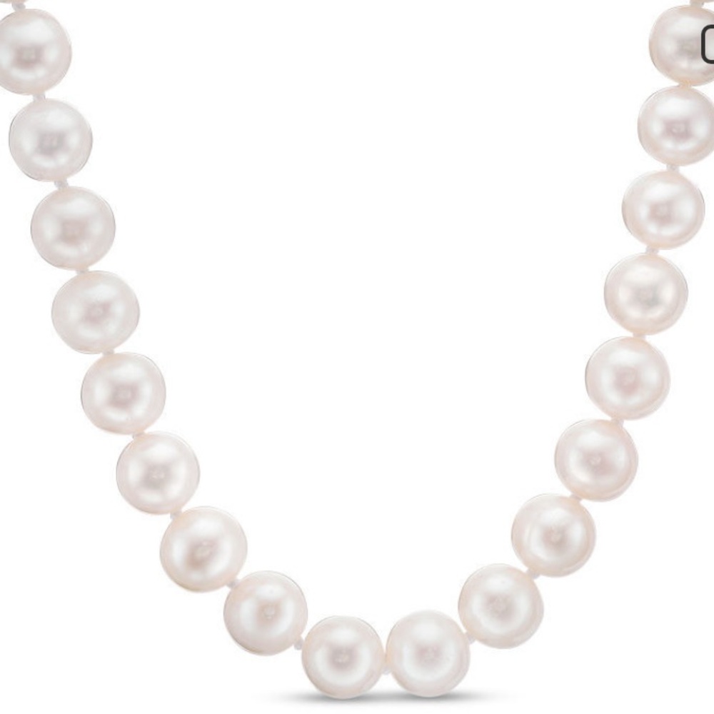 Zales Cultured Pearl Strand Necklace with 14K Gold Fish-Hook Clasp